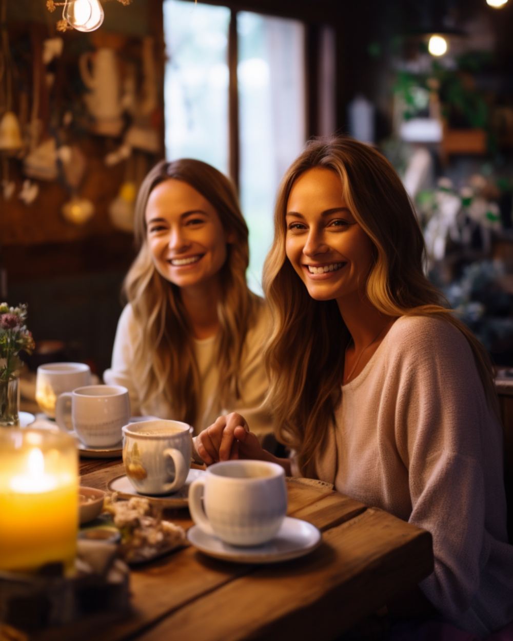 Two colleagues over coffee in a café